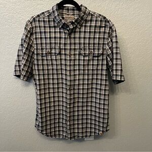 Carhartt Relaxed Fit Men’s Short Sleeve Blue Plaid Button Up Size Medium